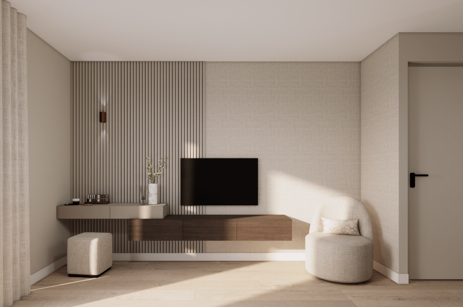 slaapkamermeubel met behang-min